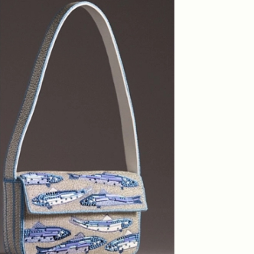 Blue and Tan Designer Women's Bag